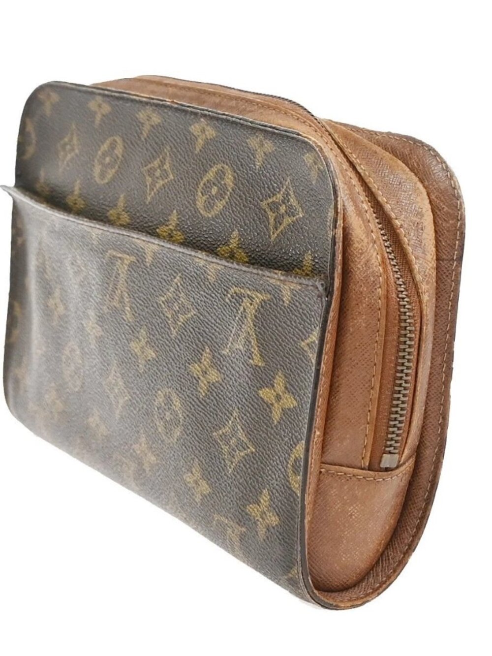 LOUIS VUITTON Orsay Clutch Hand Bag Monogram Leather Brown France - Picture 3 of 16